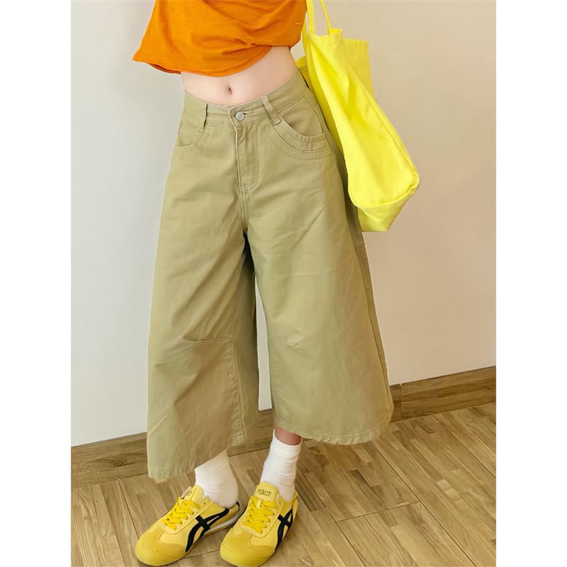 아메리칸 레트로 카키 색 7 점 청바지 여성 봄 여름 2026 새로운 루즈핏 스트레이트 넓은 다리 6 점 반바지