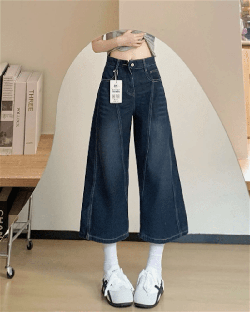 아메리칸 레트로 자수 7 점 청바지 여성 여름 8 점 바지 루즈핏 스트레이트 넓은 다리 무릎 아래 6 점 반바지 이미지 3