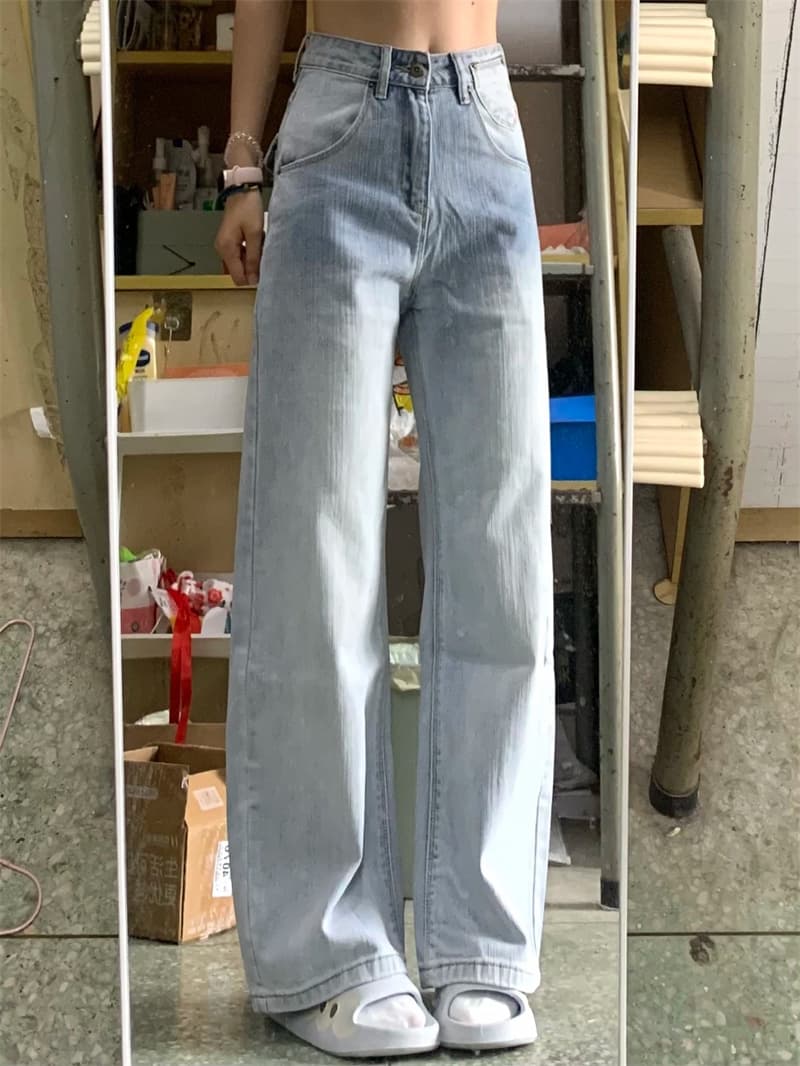 아메리칸 레트로 파리 버클 모통이 칼 청바지 여성 여름 2026 새로운 디자인 센스 루즈핏 넓은 다리 스트레이트 바지 이미지 4