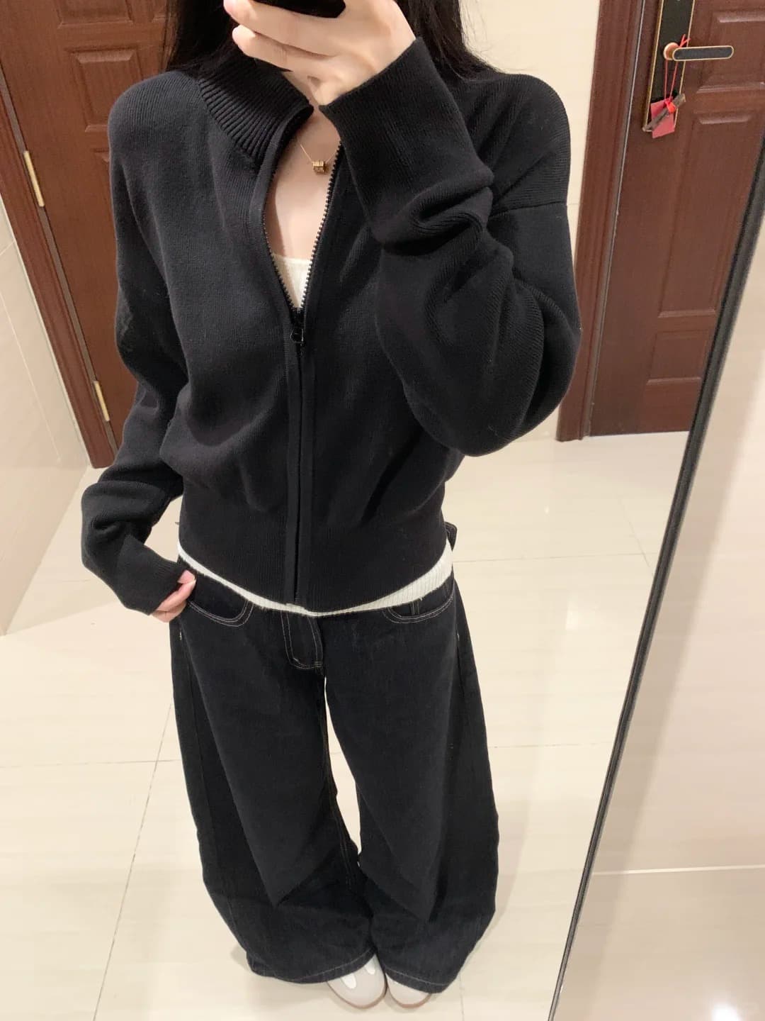 키 큰 남자 길이 연장 청바지 여성 가을 한 부서 레트로 원본 암소 색상 와이드 레그 팬츠 느긋한 바람 도루 센스 다용도 긴 바지 이미지 3
