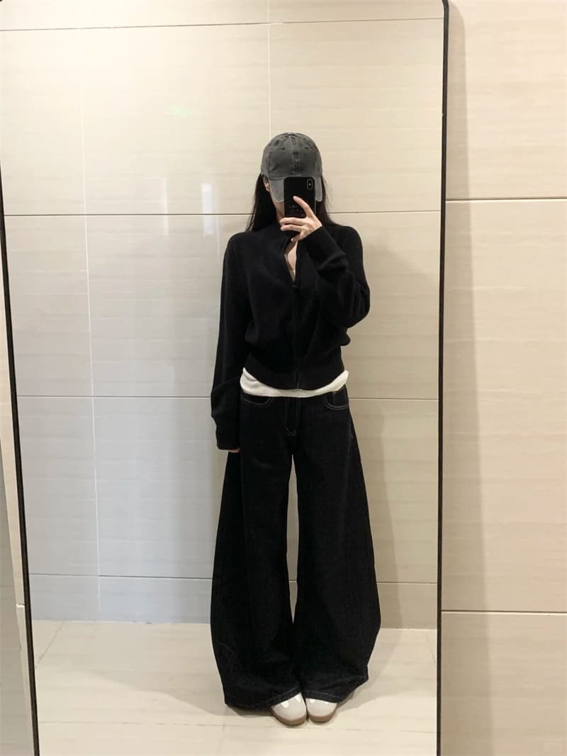 키 큰 남자 길이 연장 청바지 여성 가을 한 부서 레트로 원본 암소 색상 와이드 레그 팬츠 느긋한 바람 도루 센스 다용도 긴 바지 상세 이미지 6