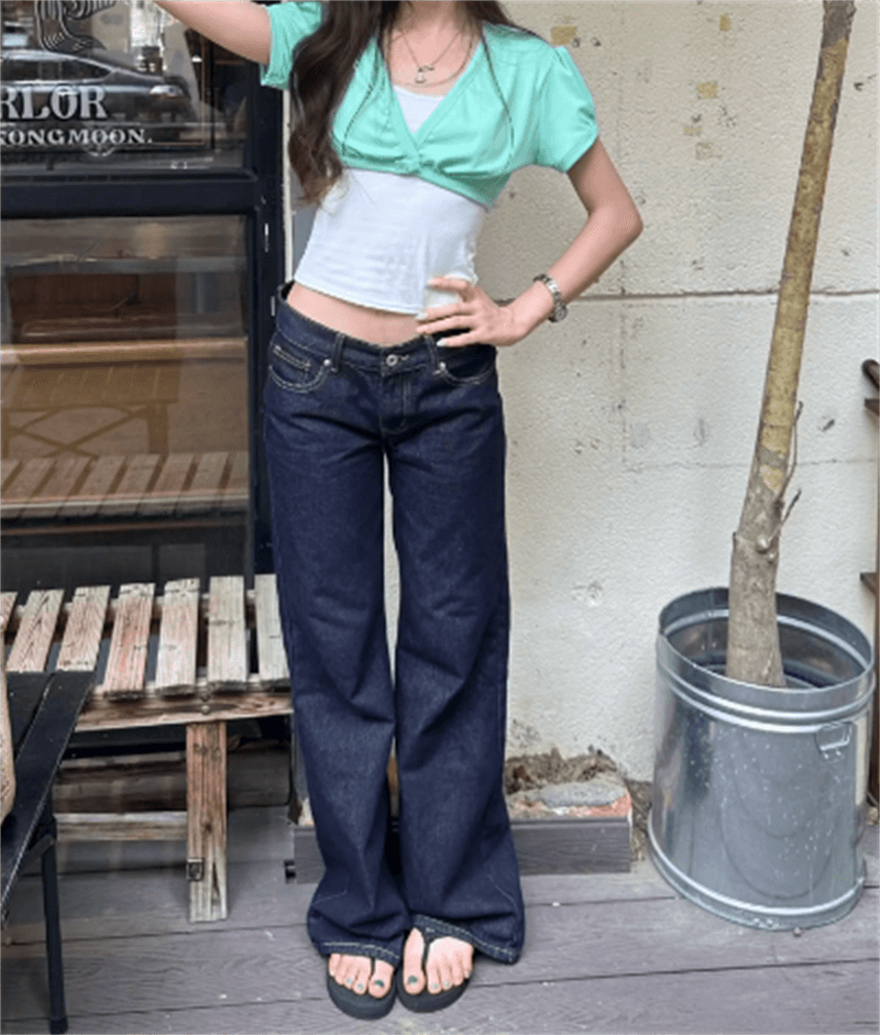 청바지 여성 가을 레트로 항구 바람 마 오래된 품격 다용도 부츠컷 바지 느긋한 도루 센스 로우 웨이스트 슬림해 보이는 바닥 청소 바지 상세 이미지 2