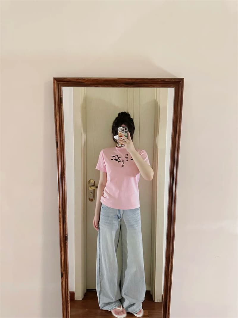 청바지 여성 가을 한 부서 느긋한 느슨함 다용도 하늘색 고양이 반드시 와이드 레그 팬츠 키 큰 남자 확장 버전 바닥 청소 바지 이미지 3