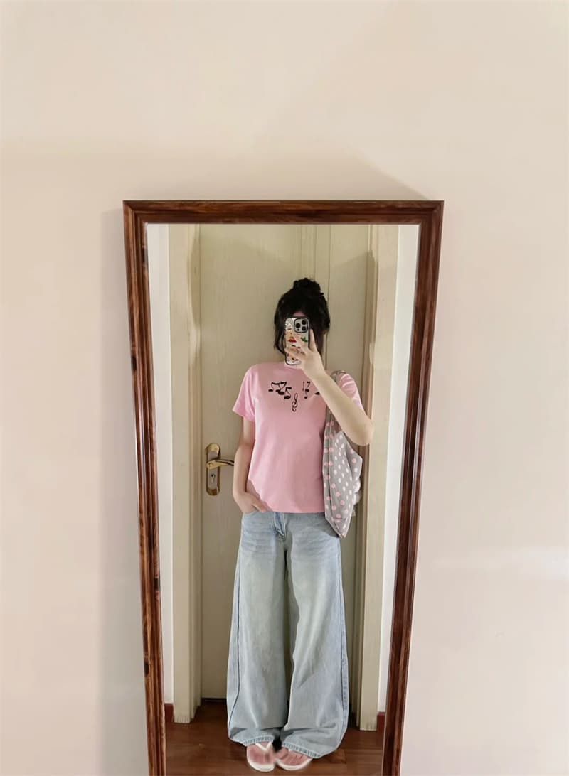 청바지 여성 가을 한 부서 느긋한 느슨함 다용도 하늘색 고양이 반드시 와이드 레그 팬츠 키 큰 남자 확장 버전 바닥 청소 바지 상세 이미지 3