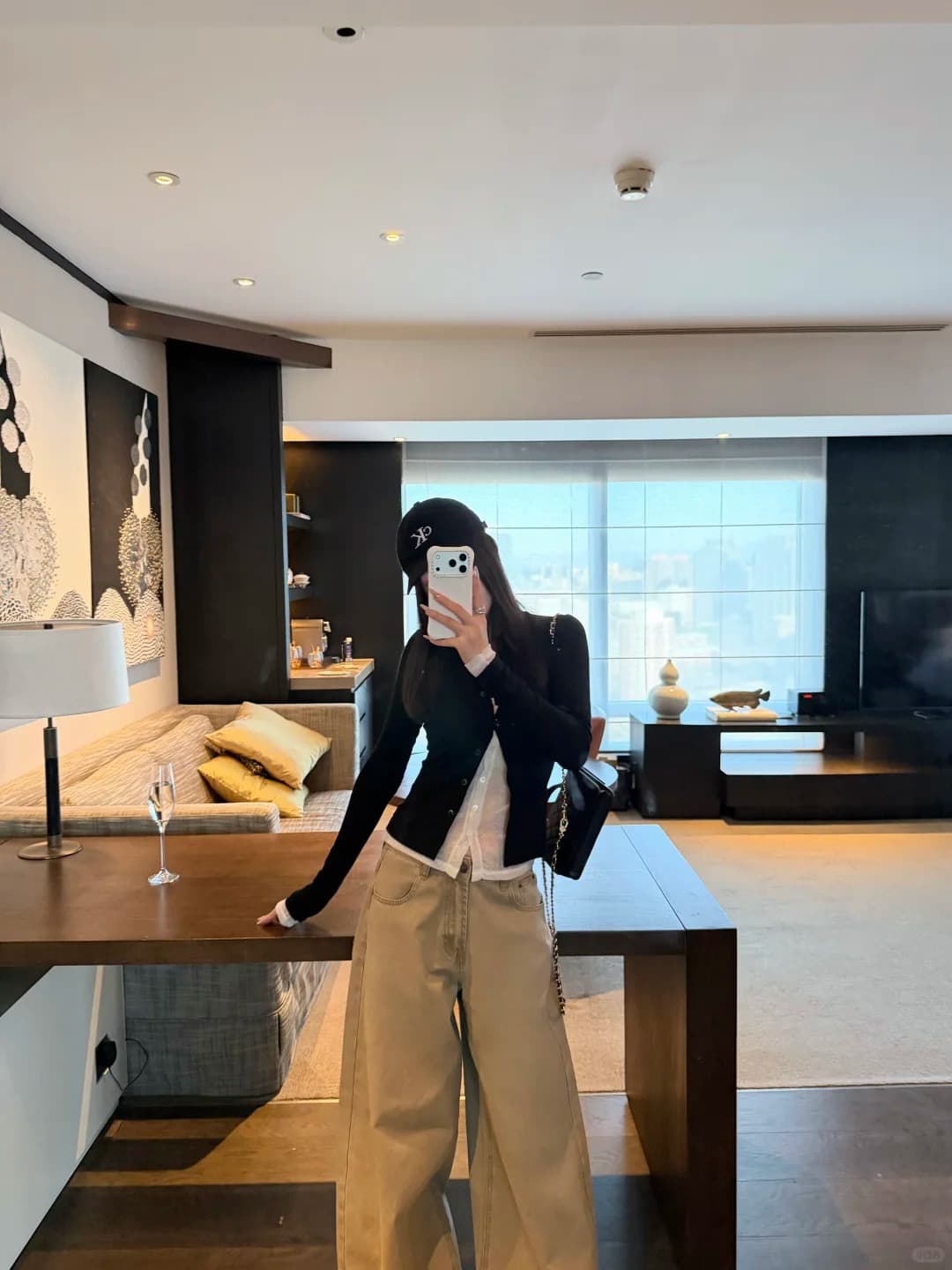 아메리칸 레트로 카키 색 워크웨어 모통이 칼 청바지 여성 가을 2026 새로운 루즈핏 스트레이트 넓은 다리 낫 바지 이미지 3