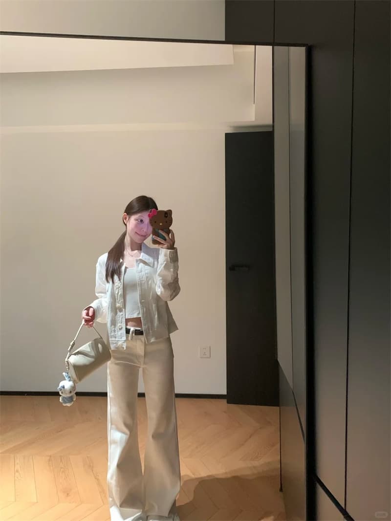 마이크로 지방 mm 거리 로우 웨이스트 다용도 청바지 여성 가을 새로운 화이트 레트로 워싱 스트레이트 슬림해 보이는 와이드 레그 팬츠 상세 이미지 4