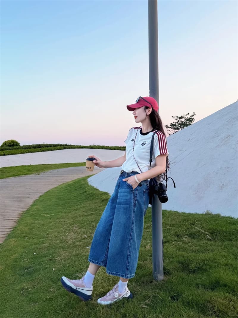 7 점 청바지 여성 가을 레트로 디자인 센스 높음 거리 와이드 레그 팬츠 지방 mm 표지 고기 슬림해 보이는 루즈핏 스트레이트 바지 상세 이미지 7