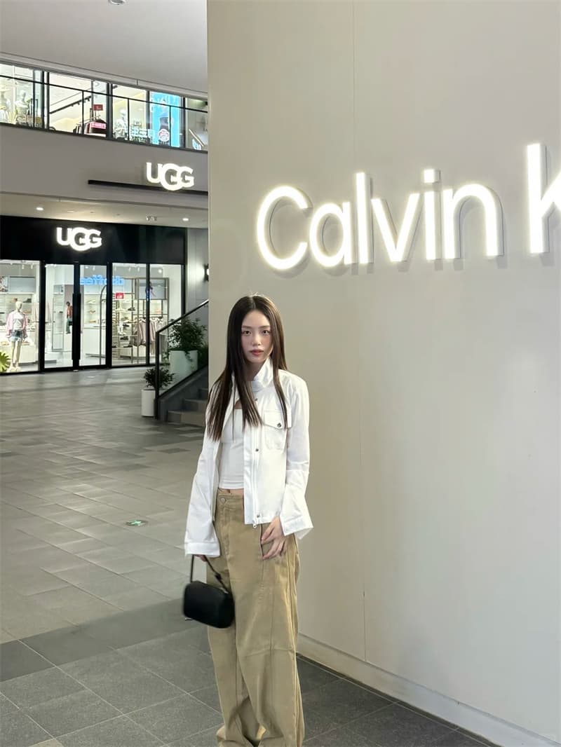 아메리칸 레트로 카키 색 워크웨어 모통이 칼 청바지 여성 가을 하이웨이스트 루즈핏 스트레이트 넓은 다리 낫 롱 바지 상세 이미지 3