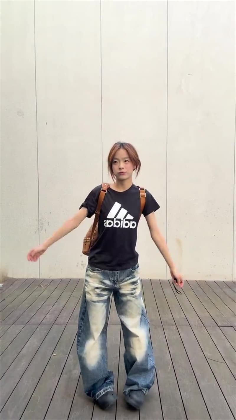 청바지 여성 가을 레트로 워싱 연삭 화이트 대나무 마디 곡물 루즈핏 슬림해 보이는 모통이 칼 바지 키 큰 남자 길이 연장 바닥 청소 바지 이미지 3