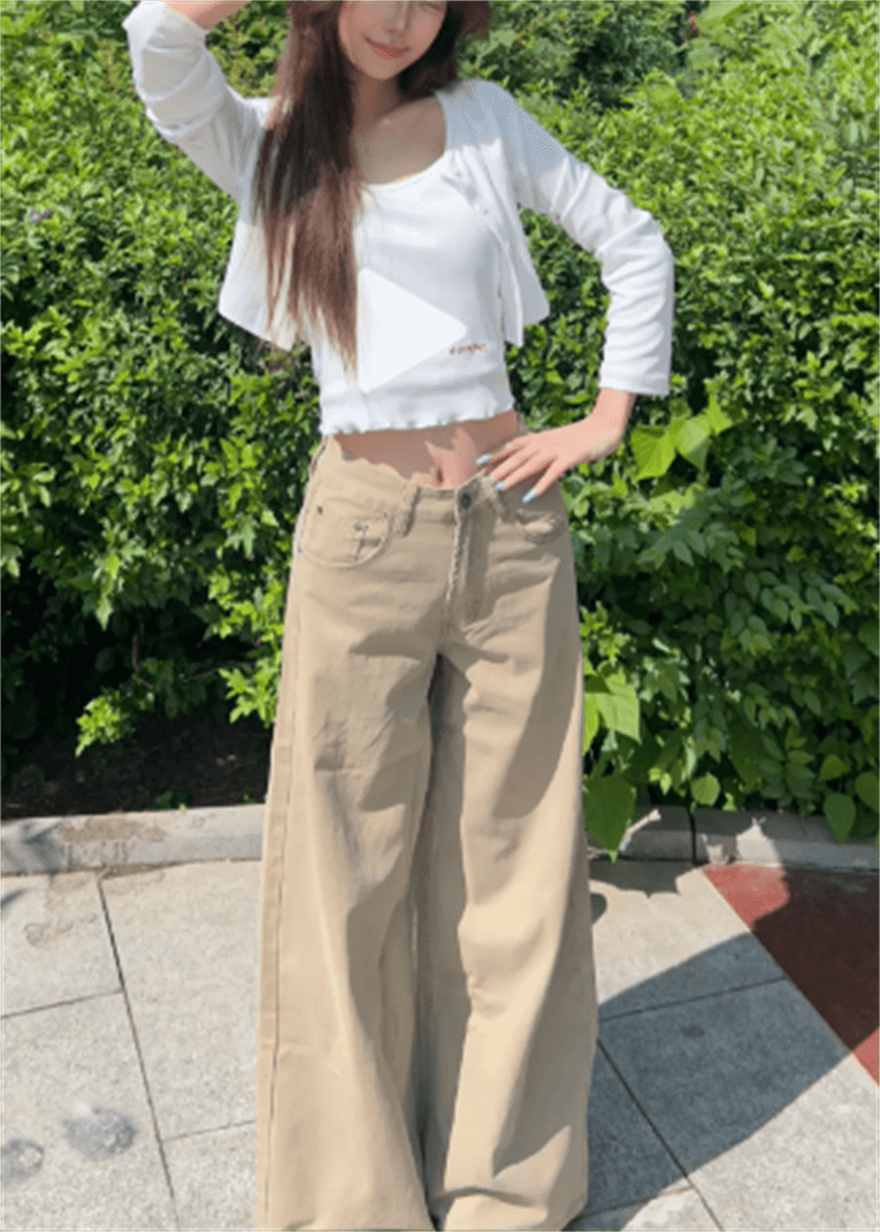 빅 사이즈 아메리칸 청바지 여성 가을 카키 색 키 큰 남자 길이 연장 와이드 레그 팬츠 지방 mm 슬림해 보이는 캐주얼 바닥 청소 바지