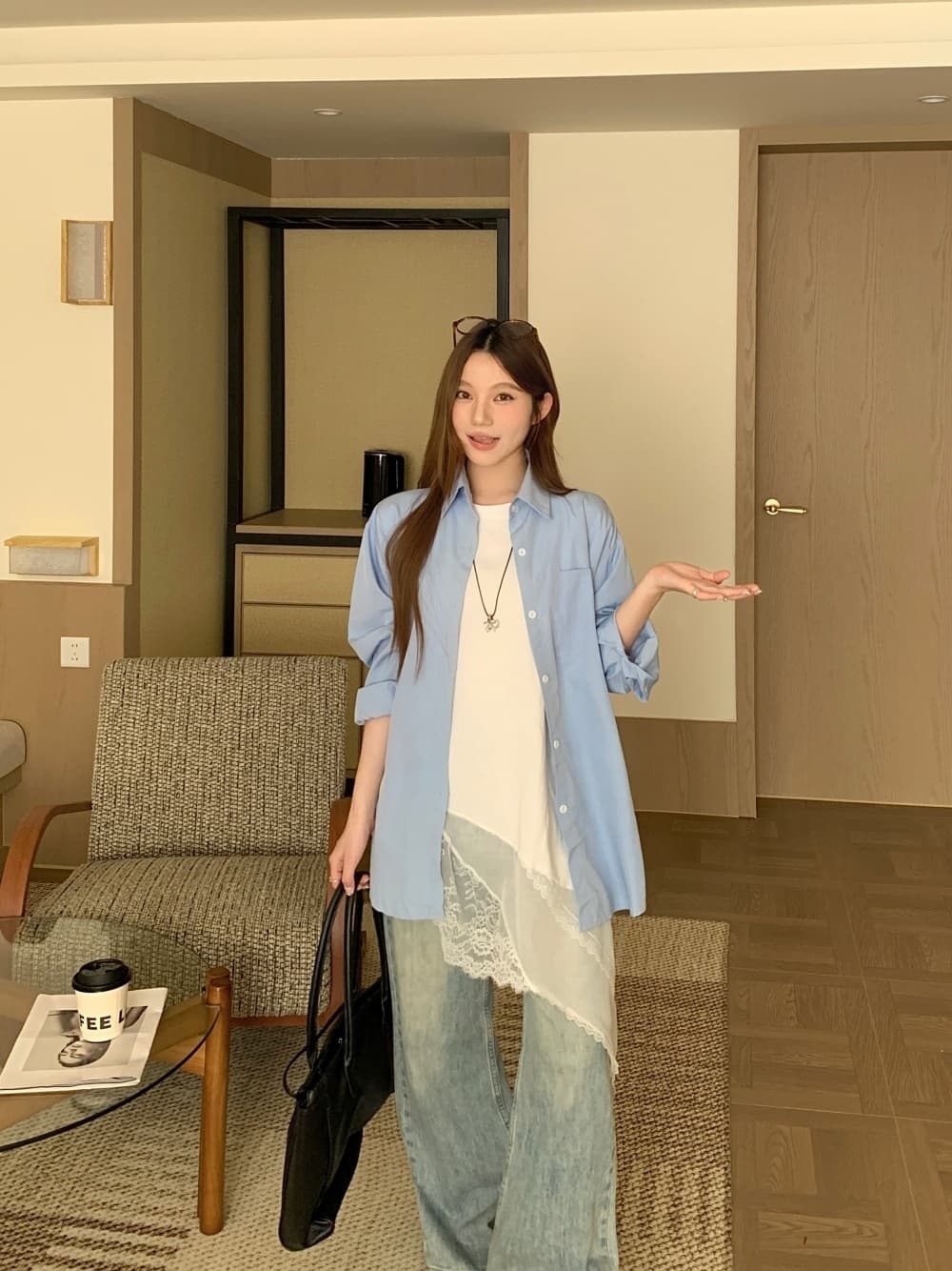 실사 정가 불규칙 레이스 레이스 패치워크 반팔 티셔츠 여성 몸매 가꾸기 슬림해 보이는 품격 맨위 트렌디 상세 이미지 12