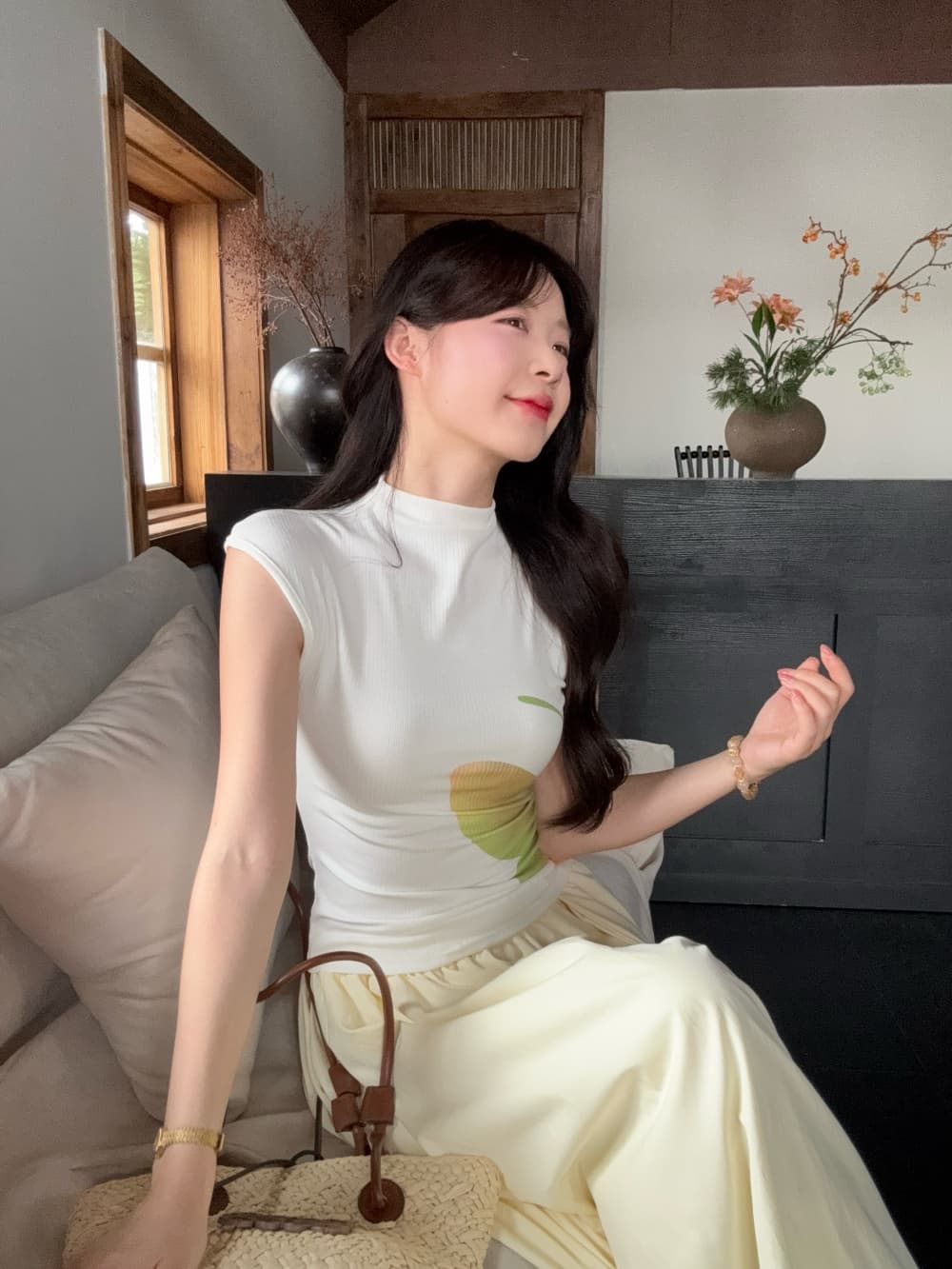 실사 정가 휴가 바람 반팔 티셔츠 여성 여름 해변가 여행 맨위 반신 스커트 여성 불규칙 한 마디 롱 스커트 상세 이미지 7