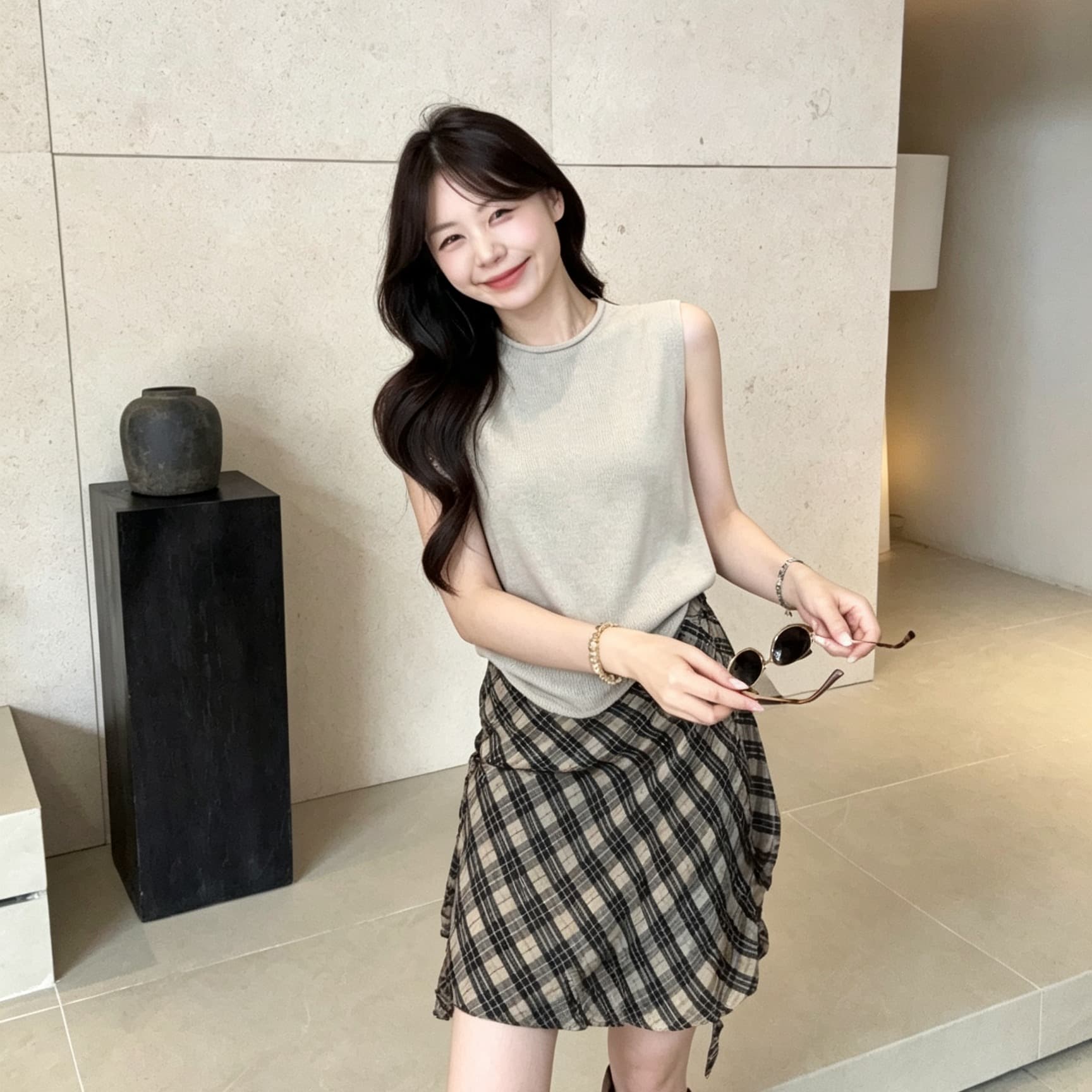 실사 여름 복잡한 고대 돈 바람 니트 디자인 센스 민소매 조끼 캐주얼 다용도 슬림해 보이는 외출용 맨위 여성 이미지 5