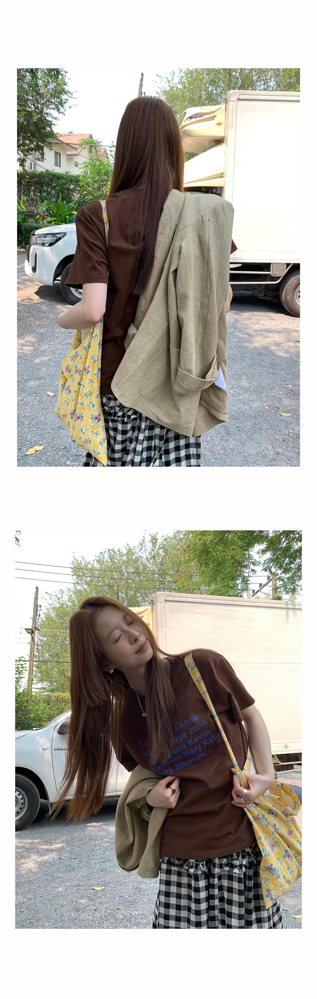 선적 중 여름 새로운 수유 반팔 티셔츠 출산 후 루즈핏 슬림해 보이는 먹이주기 프린트 맨위 티셔츠 프로 피부 상세 이미지 3