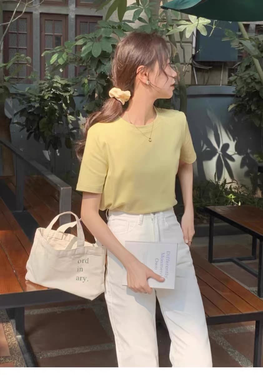 있음 선적 여름 수유 순면 프로 피부 반팔 티셔츠 출산 후 다용도 단색 슬림해 보이는 먹이주기 맨위 만나는 티셔츠 상세 이미지 9