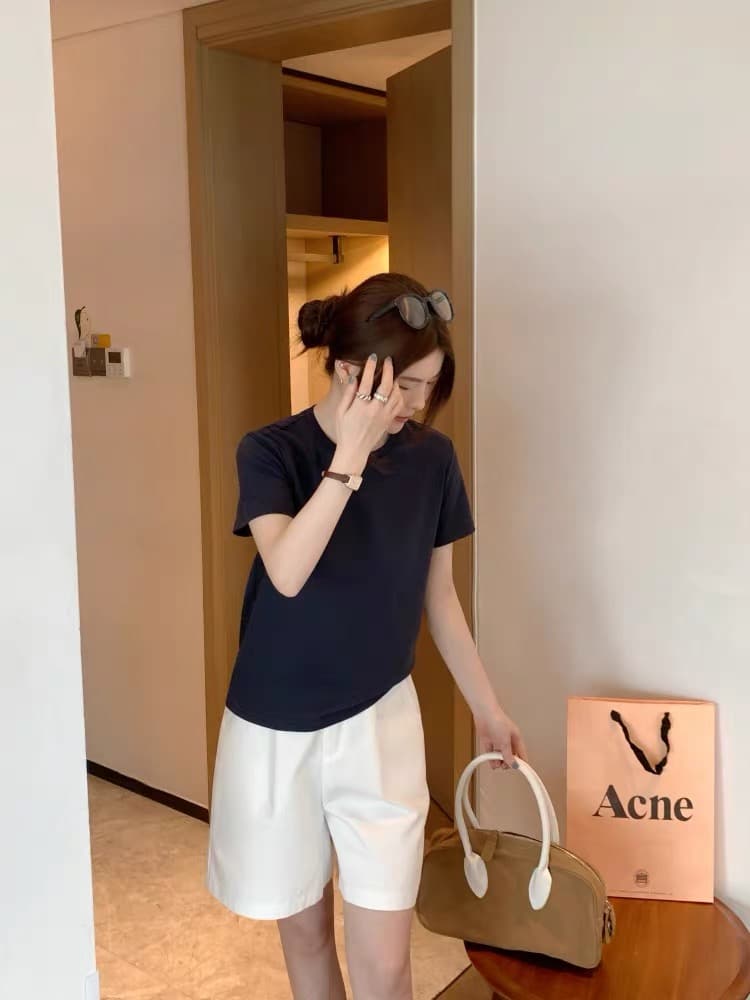 있음 선적 여름 수유 순면 프로 피부 반팔 티셔츠 출산 후 다용도 단색 슬림해 보이는 먹이주기 맨위 만나는 티셔츠 상세 이미지 11