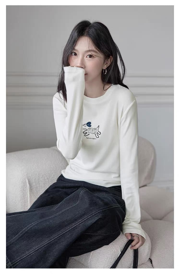 모유 수유 가을 겨울 수유 순면 티셔츠 달 마침표 다용도 슬림해 보이는 긴팔 먹이주기 강아지 만나는 맨위 상세 이미지 9