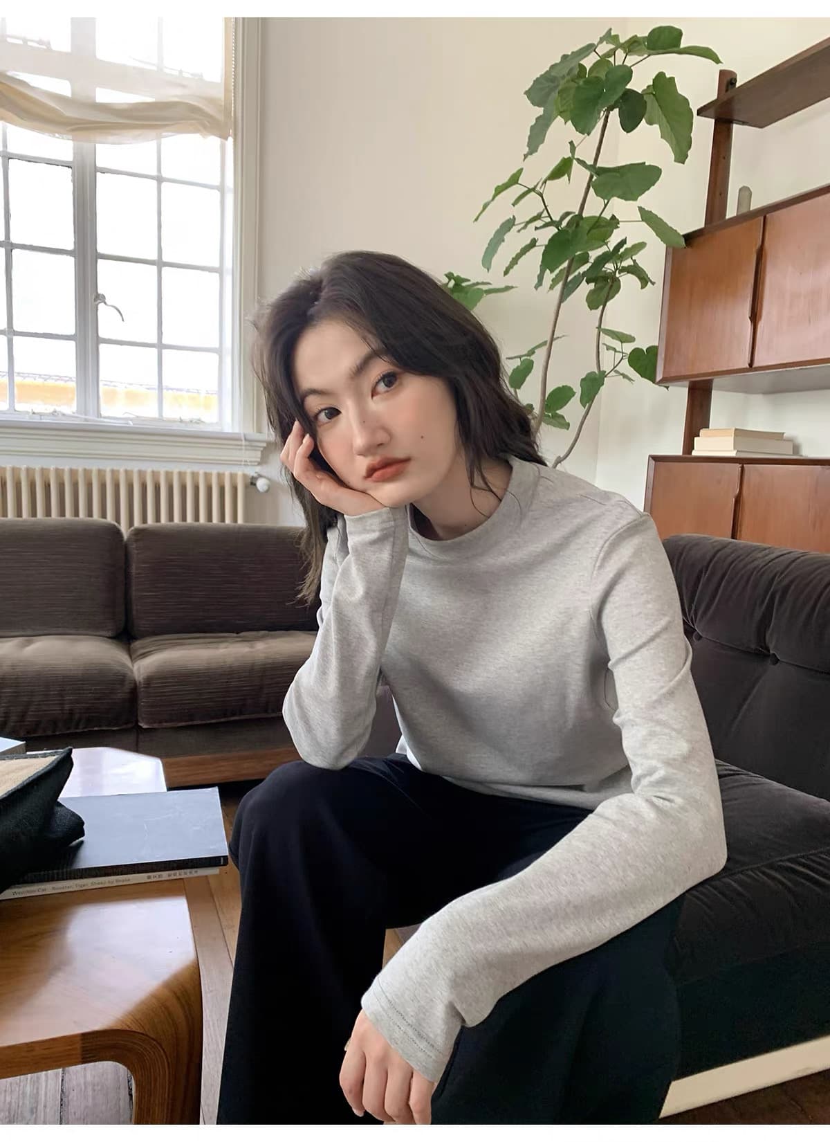 가을 겨울 새로운 수유 티셔츠 출산 후 달 마침표 프로 피부 부드러운 찹쌀 먹이주기 맨위 만나는 반하이넥 니트 스웨터 상세 이미지 6