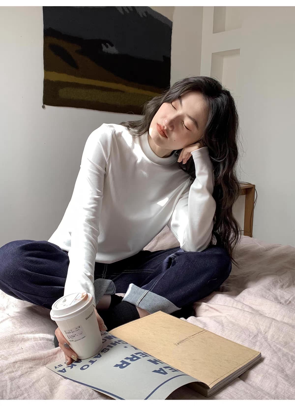 가을 겨울 새로운 수유 티셔츠 출산 후 달 마침표 프로 피부 부드러운 찹쌀 먹이주기 맨위 만나는 반하이넥 니트 스웨터 상세 이미지 8