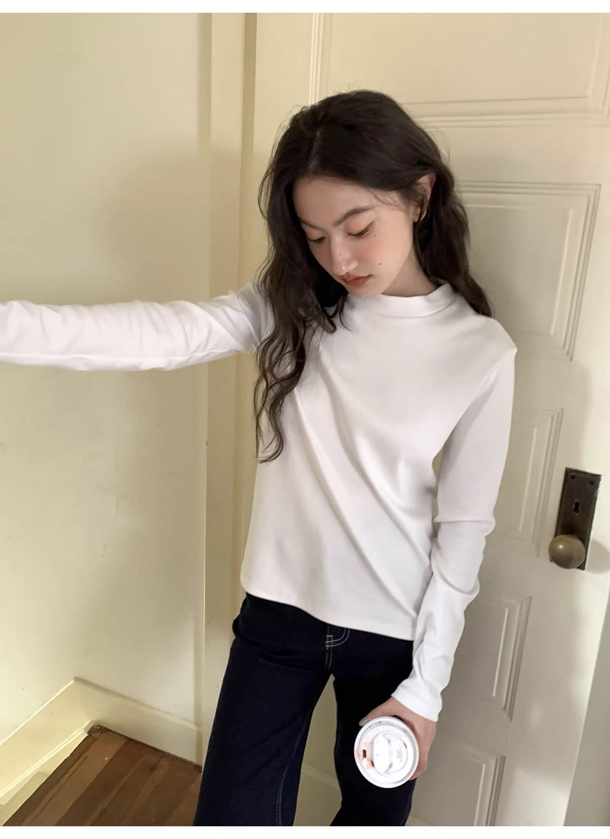 가을 겨울 새로운 수유 티셔츠 출산 후 달 마침표 프로 피부 부드러운 찹쌀 먹이주기 맨위 만나는 반하이넥 니트 스웨터 상세 이미지 15
