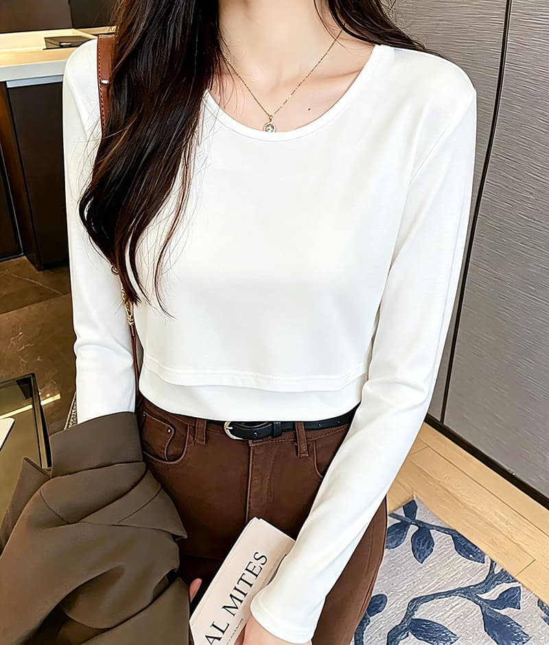 실사 모유 수유 가을 겨울 수유 순면 티셔츠 달 마침표 다용도 슬림해 보이는 긴팔 먹이주기 만나는 맨위 상세 이미지 1
