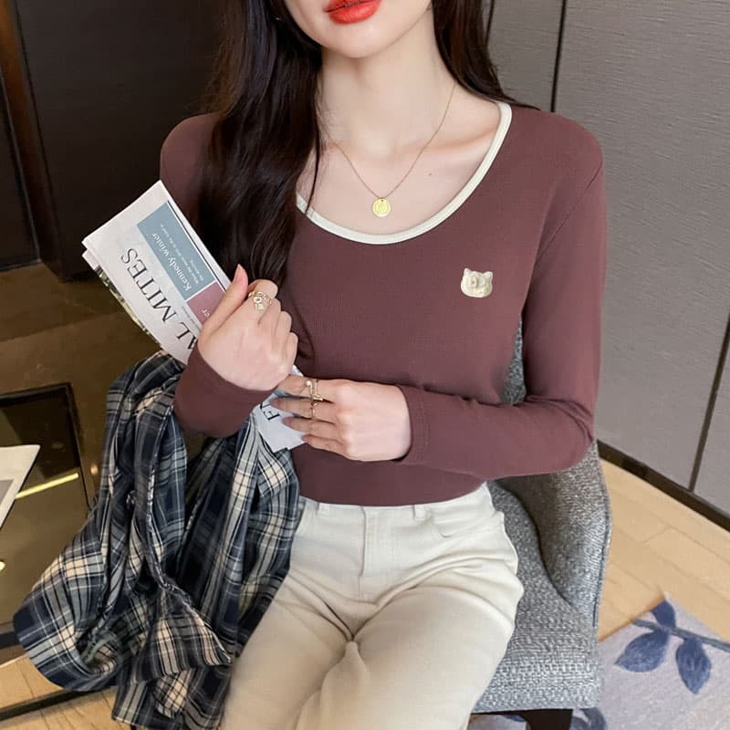 실사 가을 겨울 수유 순면 긴팔 티셔츠 출산 후 달 마침표 슬림해 보이는 먹이주기 키티 만나는 맨위 상세 이미지 14