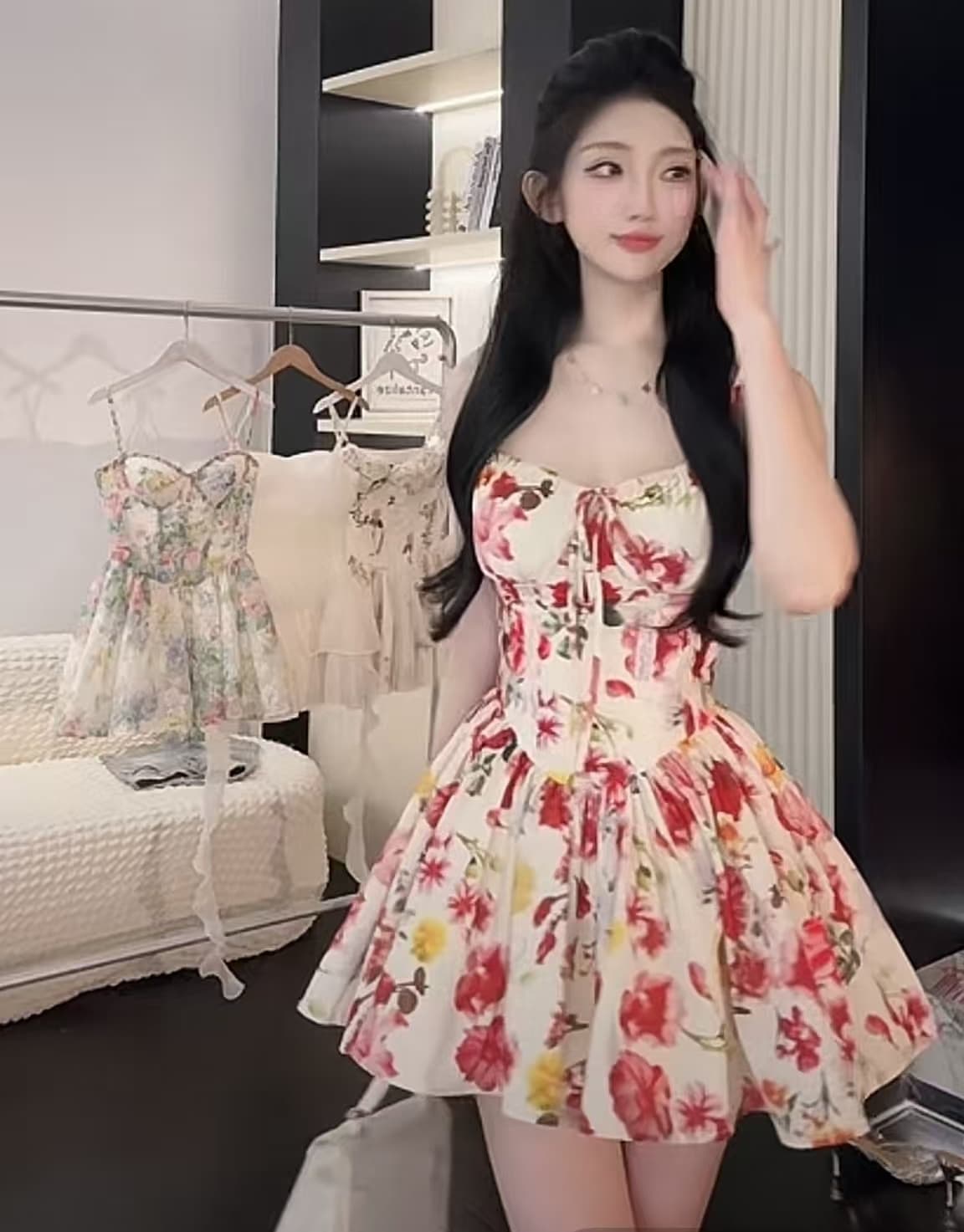 나 벤 아름 답 고 요염하다 프랑스식 순수한 욕망 바람 꽃무늬 튜브탑 슬립 펀 센스 여자 드레스 상세 이미지 2