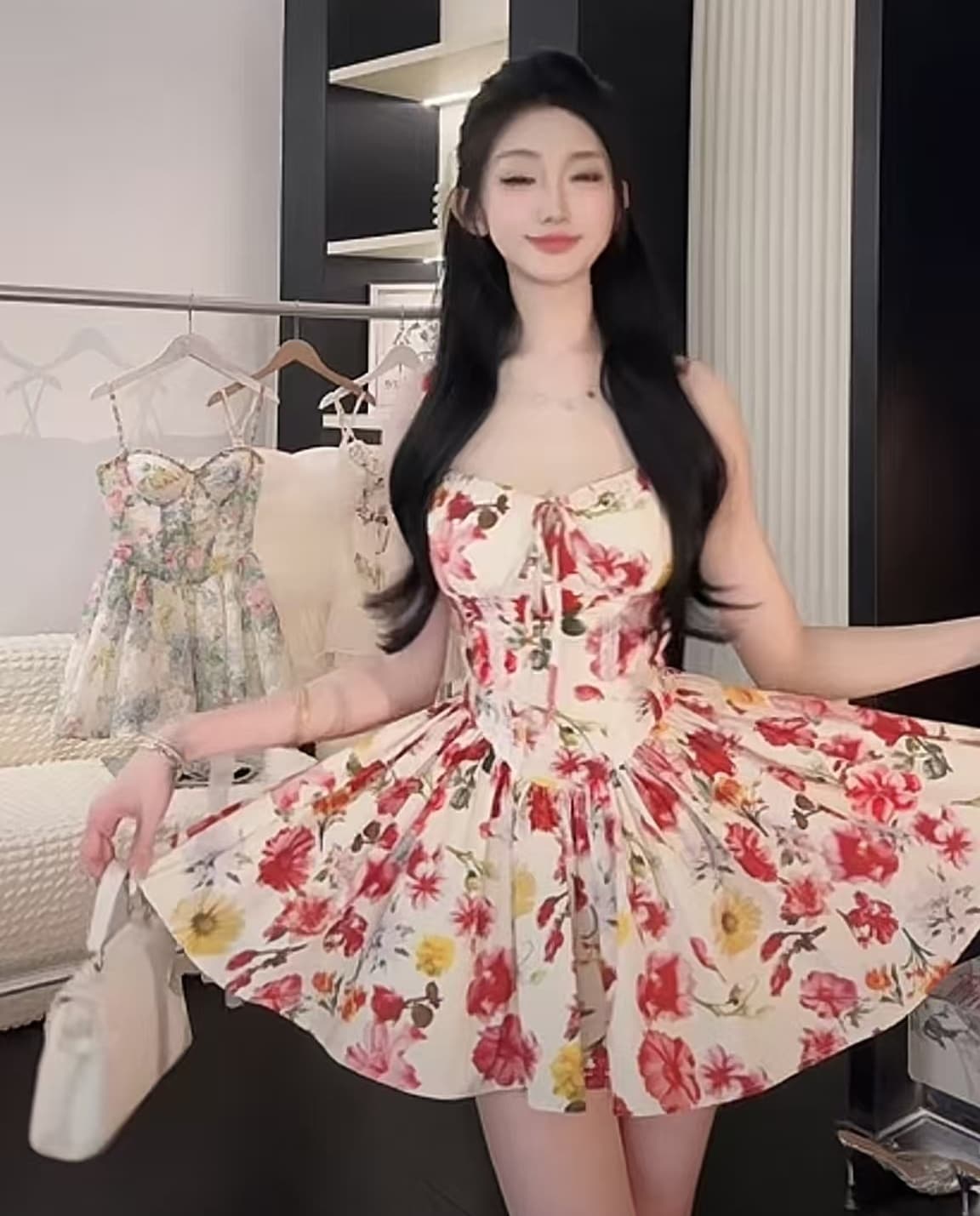 나 벤 아름 답 고 요염하다 프랑스식 순수한 욕망 바람 꽃무늬 튜브탑 슬립 펀 센스 여자 드레스 상세 이미지 3