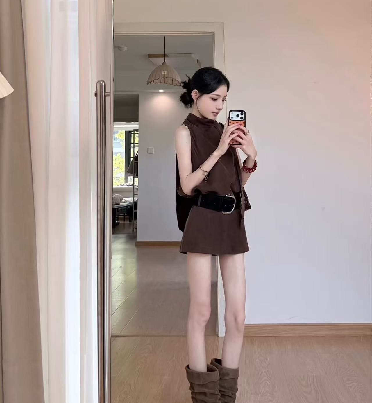 아름다움 라드. 바람 민소매 조끼 여성 드레스 2026 여름 새로운 패션 허리 수축 슬림해 보이는 품격 다용도 미니 스커트 상세 이미지 5