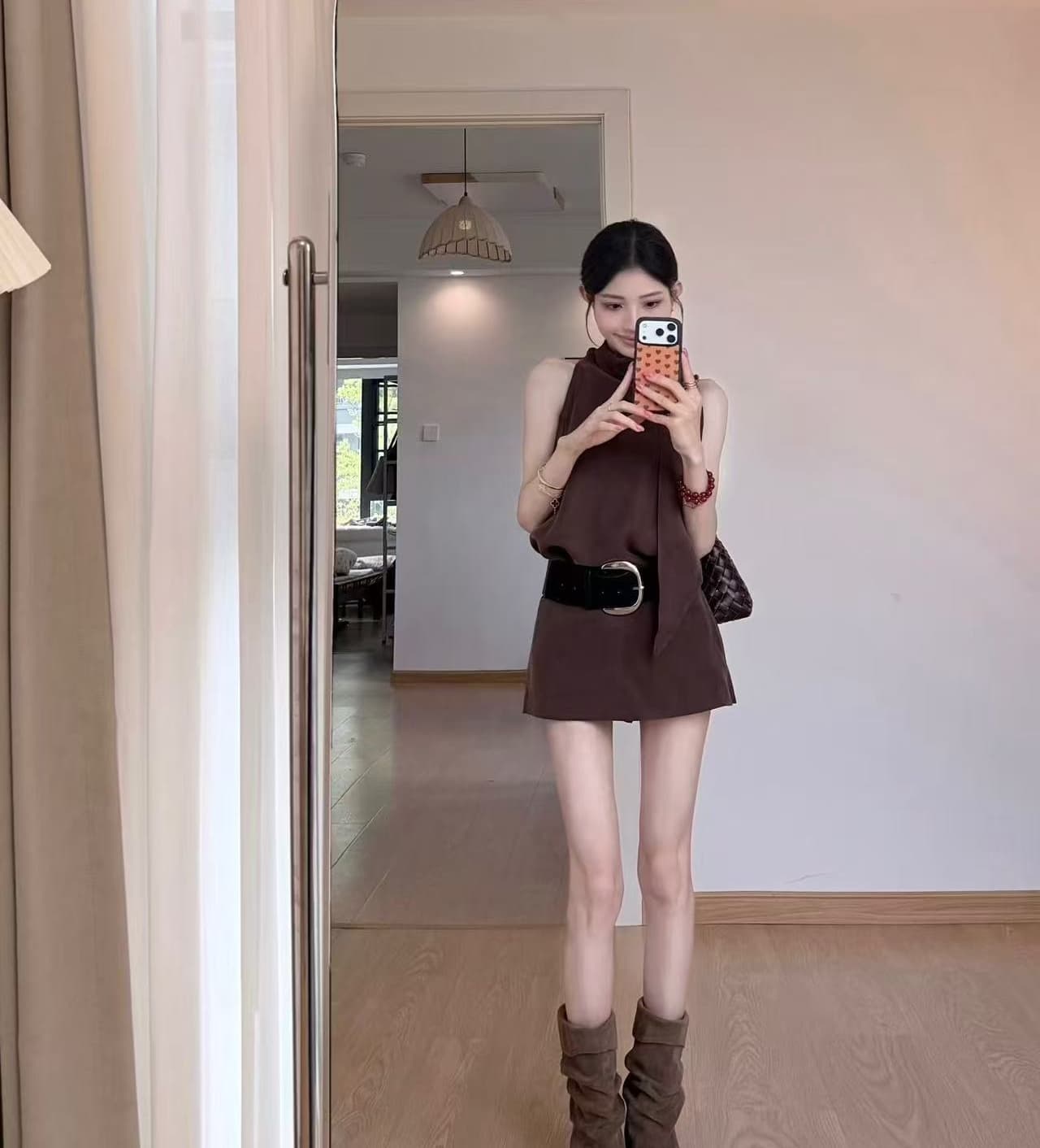 아름다움 라드. 바람 민소매 조끼 여성 드레스 2026 여름 새로운 패션 허리 수축 슬림해 보이는 품격 다용도 미니 스커트 상세 이미지 6