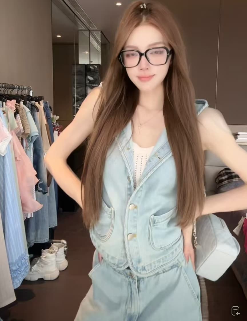 ayobe 작은 음과 5 월 12 주간 10 00 신제품 아메리칸 공동 센스 차가운 바람의 소리 슬림해 보이는 후드 데님 세트 상세 이미지 8