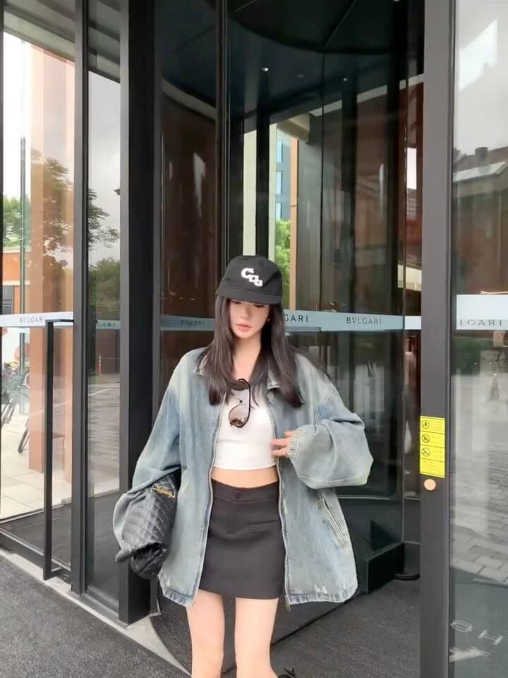 마 오래된 찢어진 데님 여성 코트 봄 새로운 캐주얼 루즈핏 아메리칸 레트로 재킷 맨위 상세 이미지 4