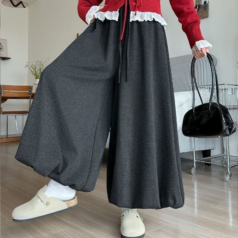 찹쌀 꽃밭 치마바지 여성 2026 년 가을 새로운 하이웨이스트 도루 센스 루즈핏 느긋한 작은 키 반신 치마바지 이미지 5