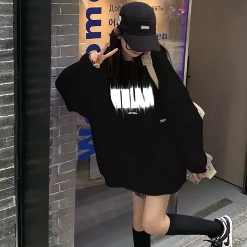 한 부서 후드티 여성 봄 가을 2026 새로운 루즈핏 bf 느긋한 바람 높음 거리 아메리칸 레트로 긍정적 인 어깨 없음 모자 의류 트렌디 이미지 5
