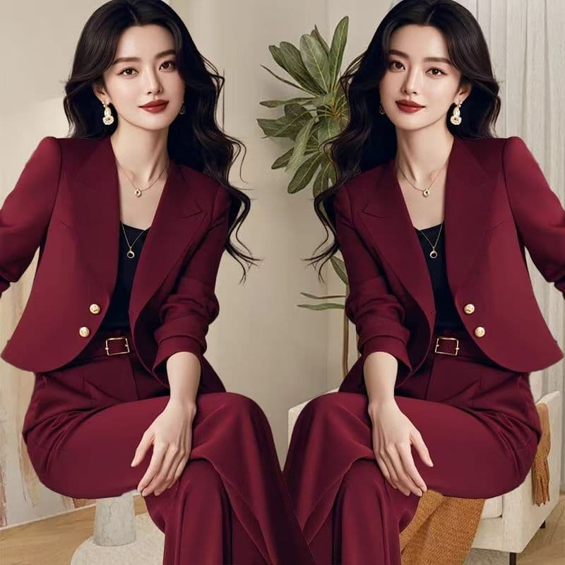 가을 고급 센스 아름다운 출퇴근 투피스 세트 고급 품격 작은 샤넬 스타일 블레이저 바지 경력 세트 여성