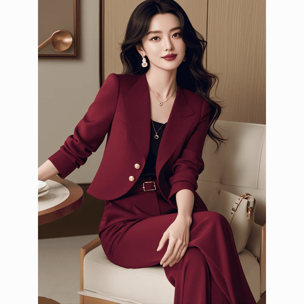 가을 고급 센스 아름다운 출퇴근 투피스 세트 고급 품격 작은 샤넬 스타일 블레이저 바지 경력 세트 여성 이미지 4