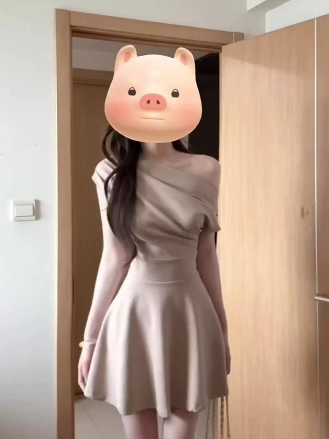 프랑스식 순수한 욕망 바람 단색 비스듬한 어깨 드레스 아이들 2026 새로운 여름 품격 허리 수축 슬림해 보이는 한 마디 미니 스커트 이미지 4