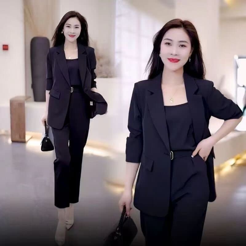 패션 작은 양복 세트 여성 가을 3종 세트 2026 년 새로운 외국 가스 경력 ol 품격 캐주얼 정장 상세 이미지 4