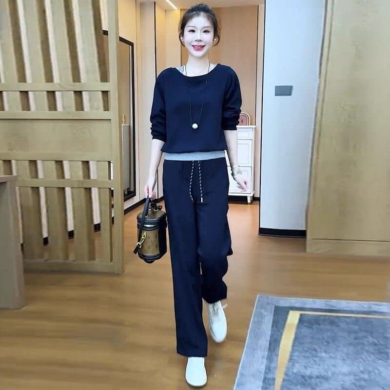 운동 패션 세트 여성 2026 새로운 봄 가을 고급 센스 외국 가스 연령 감소 후드티 와이드 레그 팬츠 캐주얼 투피스 세트 상세 이미지 6