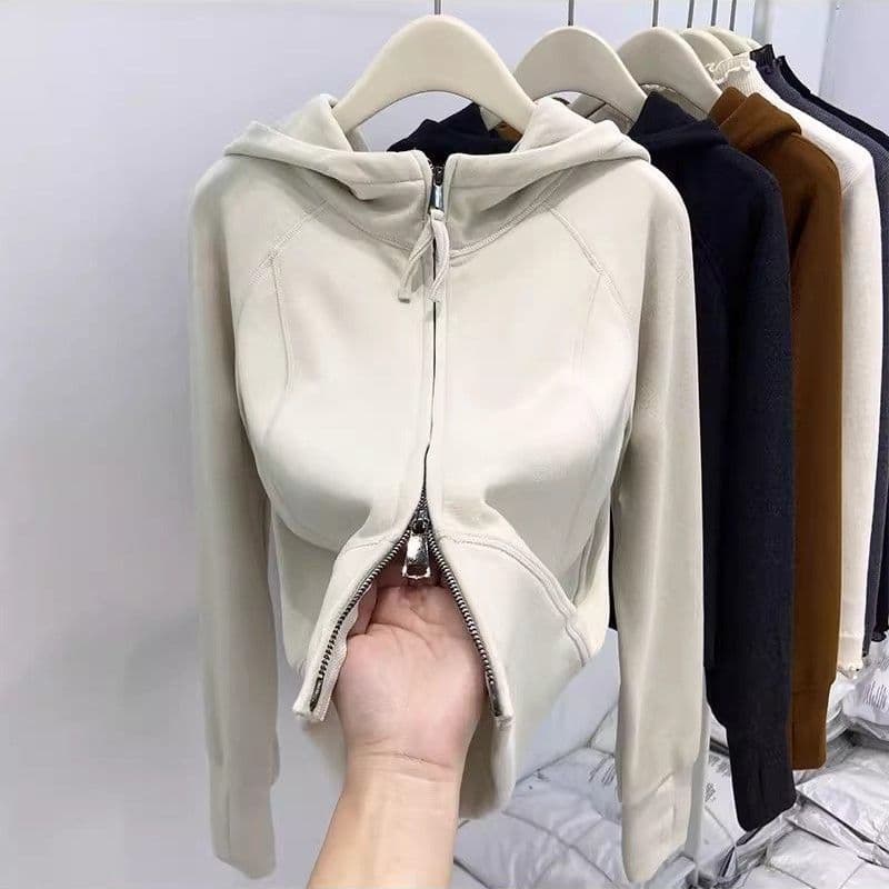 더블 지퍼 De 플러시 후드 티 스웨터 오픈 가디건 여성 코트 겨울 새로운 외부 가져 가라. 몸매 가꾸기 쇼트 스타일 보온 만나는 맨위 상세 이미지 8