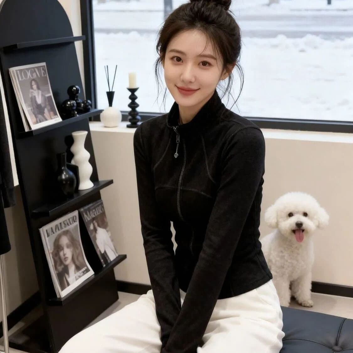 운동 출퇴근 바람 회색 스탠드 칼라 지퍼 여성 코트 몸매 가꾸기 다용도 패션 긴팔 맨위 가을 새로운 후드티 이미지 3