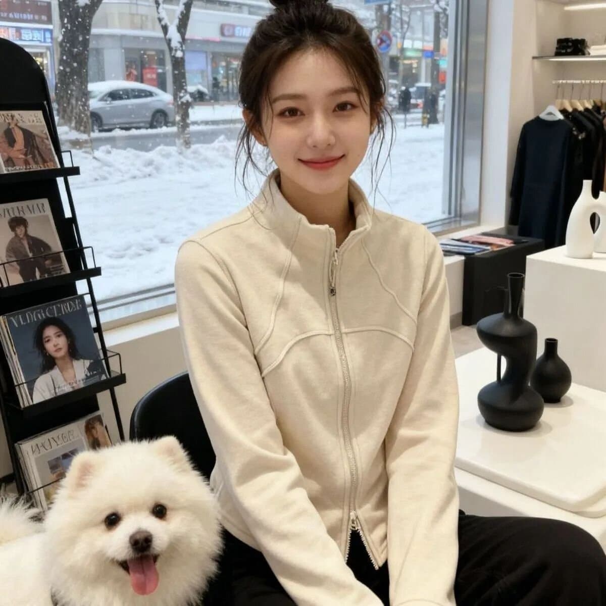 운동 출퇴근 바람 회색 스탠드 칼라 지퍼 여성 코트 몸매 가꾸기 다용도 패션 긴팔 맨위 가을 새로운 후드티 상세 이미지 5