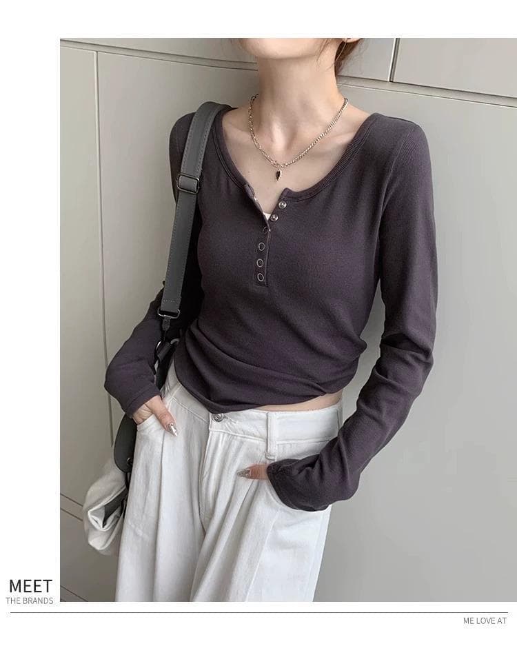 핫걸 낮은 네크라인 긍정적 인 어깨 긴팔 여성 티셔츠 2026 가을 새로운 고급 센스 chic 기본 셔츠 인사이드 가져 가라. 작은 맨위 상세 이미지 12