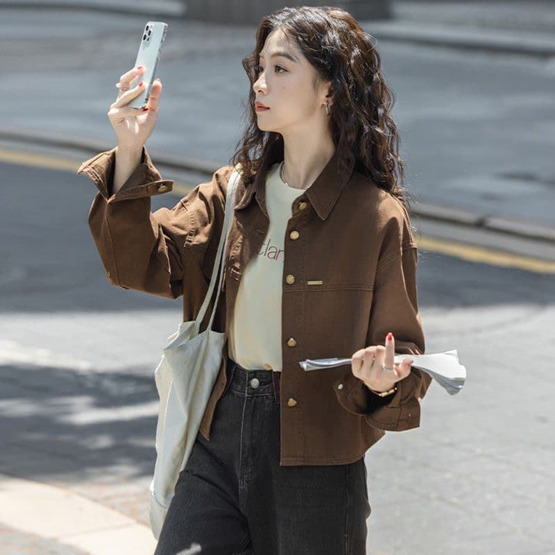 봄 가을 긴팔 워크웨어 여성 코트 2026 한국 스타일 새로운 캐주얼 다용도 얇은 스타일 루즈핏 셔츠 재킷 맨위 상세 이미지 3