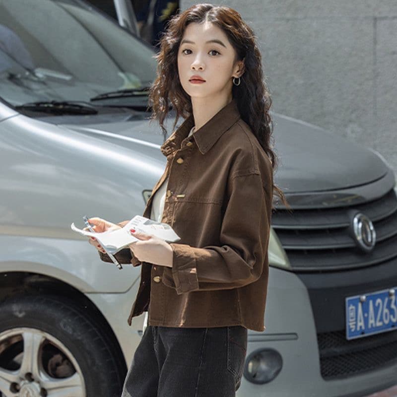 봄 가을 긴팔 워크웨어 여성 코트 2026 한국 스타일 새로운 캐주얼 다용도 얇은 스타일 루즈핏 셔츠 재킷 맨위 상세 이미지 7