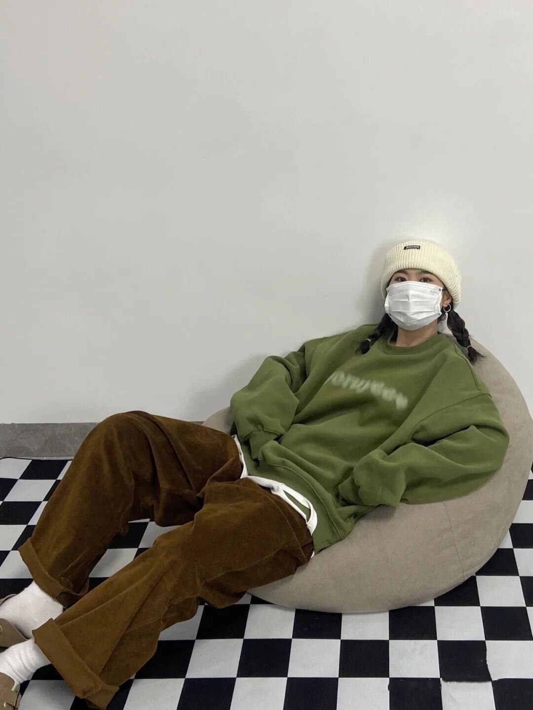 한국 스타일 chic 빅 사이즈 녹색 후드티 여성 튀김 거리 hiphop 조수 브랜드 털이 있고 두꺼운 긴팔 맨위 ins 가을 겨울