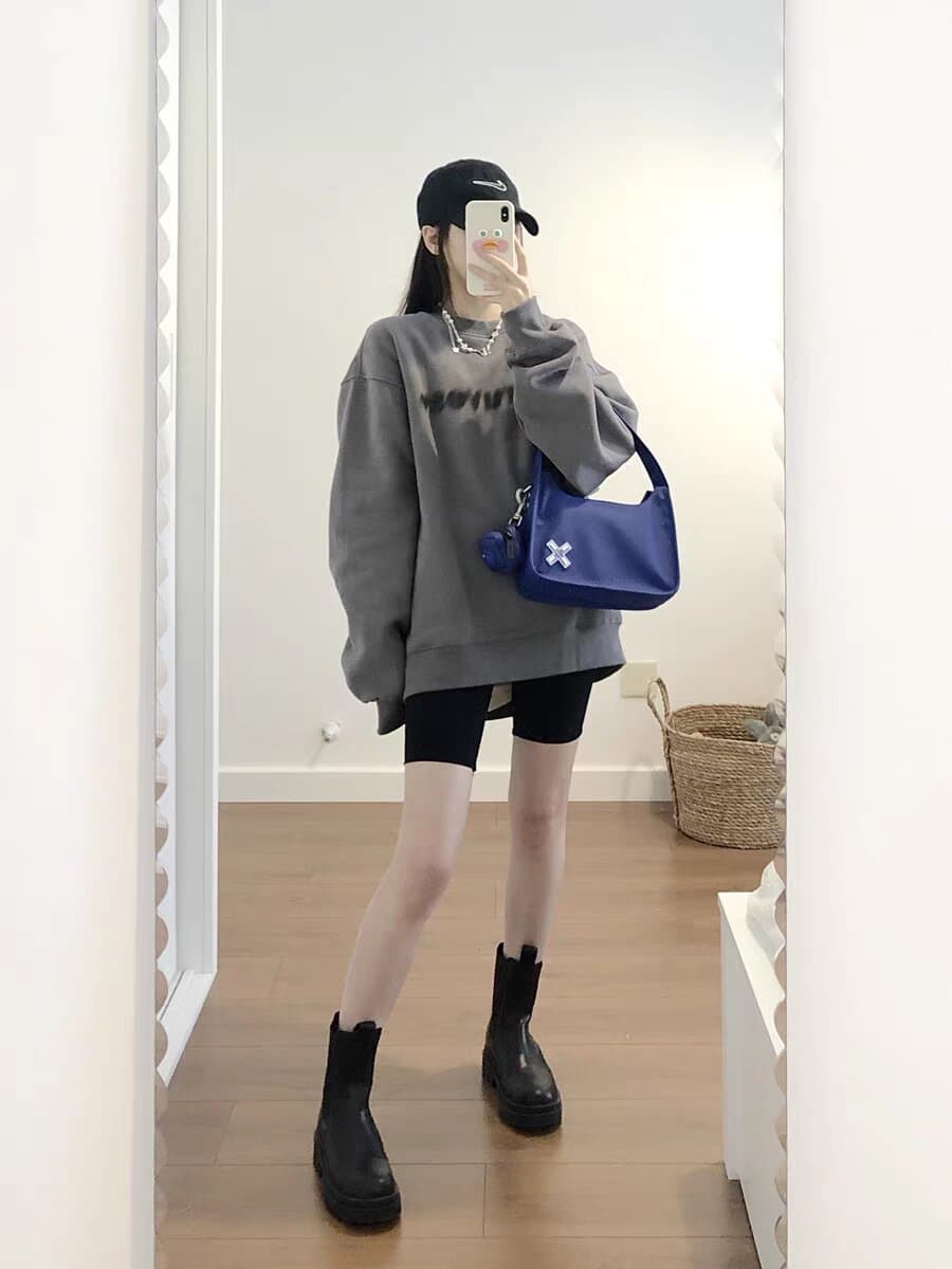 한국 스타일 chic 빅 사이즈 녹색 후드티 여성 튀김 거리 hiphop 조수 브랜드 털이 있고 두꺼운 긴팔 맨위 ins 가을 겨울 이미지 4