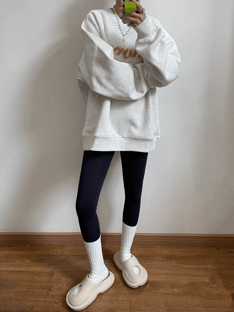 한국 스타일 chic 빅 사이즈 녹색 후드티 여성 튀김 거리 hiphop 조수 브랜드 털이 있고 두꺼운 긴팔 맨위 ins 가을 겨울 상세 이미지 5