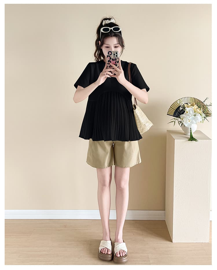 지금 지금 실사 새로운 임산부 여름 루즈핏 슬림해 보이는 패션 다용도 달콤함 연령 감소 트렌디 엄마 맨위 상세 이미지 19