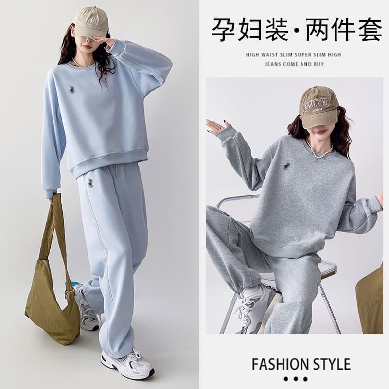 임산부 가을 의상 세트 패션 섹션 나가라. 인터넷 유명인 임산부 맨위 봄 가을 새로운 가을 두 조각 이미지 2